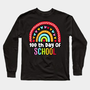 100Th Day Of School Teacher 100 Days Smarter Rainbow Long Sleeve T-Shirt